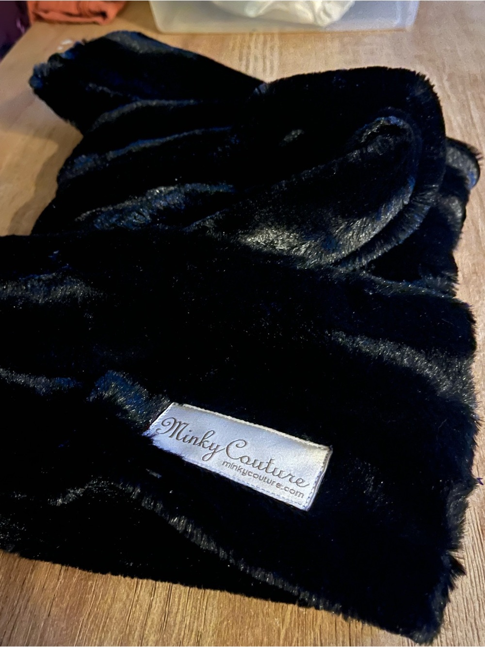 Minky Couture Black Faux Fur Scarf & Wrap
